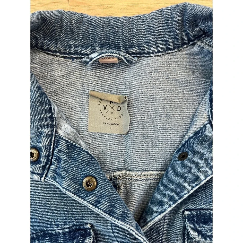 Cargo Denim Utility Jacket‎ Women's Size Large 90s Cargo Style Streetwear
